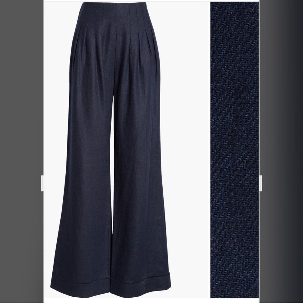 Ramy Brook Dalia Pleated Wide Leg Pants in Spring Navy Size 0 - Picture 6 of 11